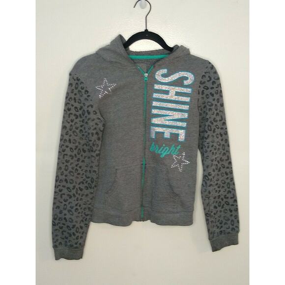 SO Girls Silver Sequin Star Embell HoodieTop, Star Pattern Size M - Picture 1 of 9